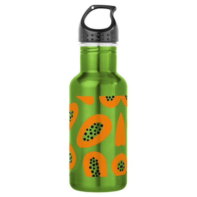 Monogram Elegant Papaya Pattern  Stainless Steel Water Bottle (Front)