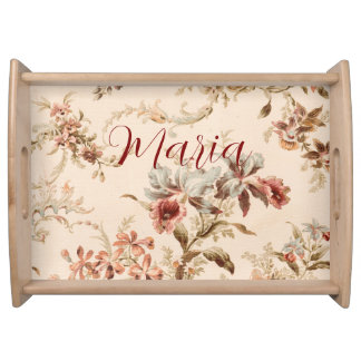 Monogram Elegant peach floral Tray