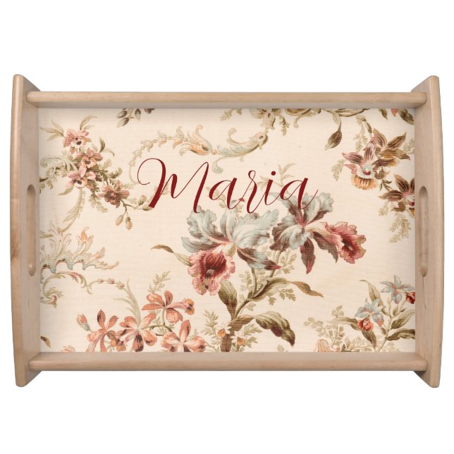 Monogram Elegant peach floral Tray (Front)