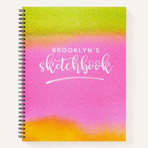 Monogram Elegant Pink Artist Sketchbook Notebook