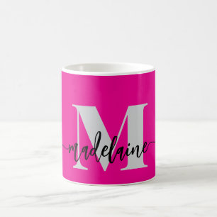 Monogram Elegant Pink Black  Coffee Mug