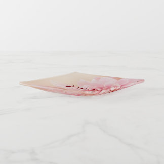 Monogram Elegant pink floral Trinket Tray