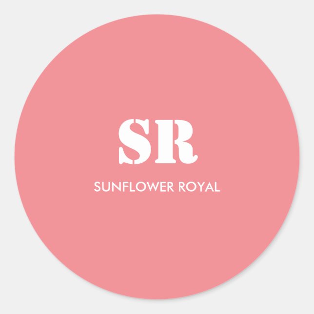 Monogram Elegant Pink Minimal  Classic Round Sticker (Front)