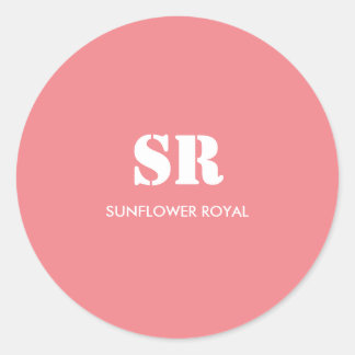 Monogram Elegant Pink Minimal Classic Round Sticker