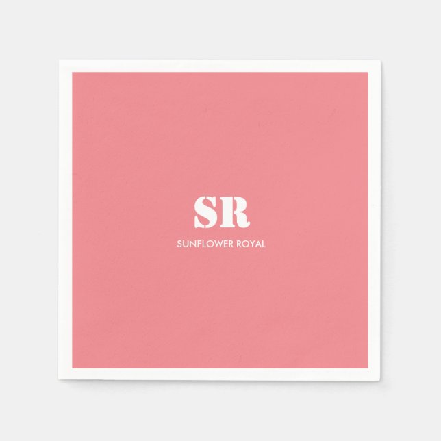 Monogram Elegant Pink Minimal  Napkins (Front)