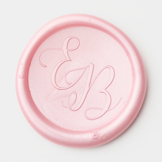 Monogram Elegant Pink Rose Gold Wedding Wax Seal Sticker (Front)