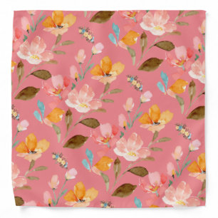 Monogram Elegant Pink Watercolor  Bandana