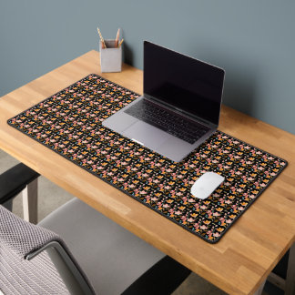 Monogram Elegant Pink Watercolor Desk Mat