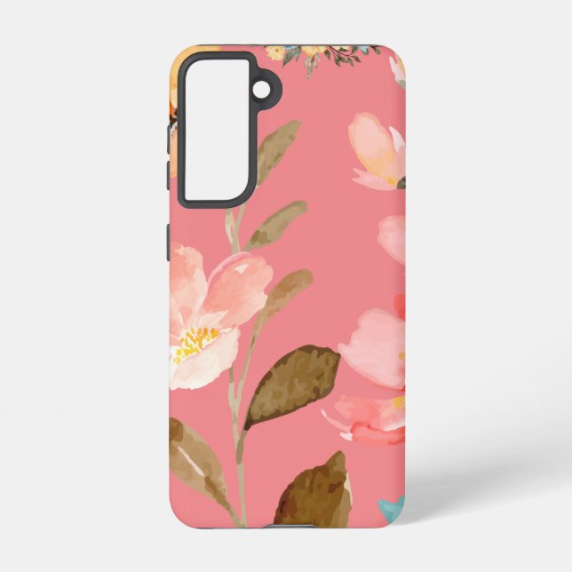  Monogram Elegant Pink Watercolor  Samsung Galaxy  Case (Back)