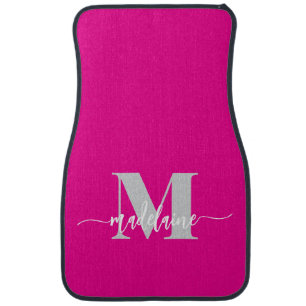 Monogram Elegant Pink White Personal Car Floor Mat