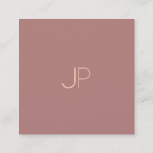Monogram Elegant Plain Modern Trendy Design Luxury Square Business Card