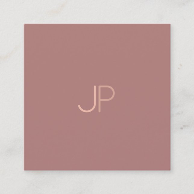 Monogram Elegant Plain Modern Trendy Design Luxury Square Business Card (Front)