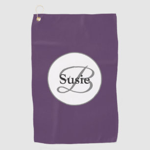 Monogram Elegant Plum Purple Golf Towel