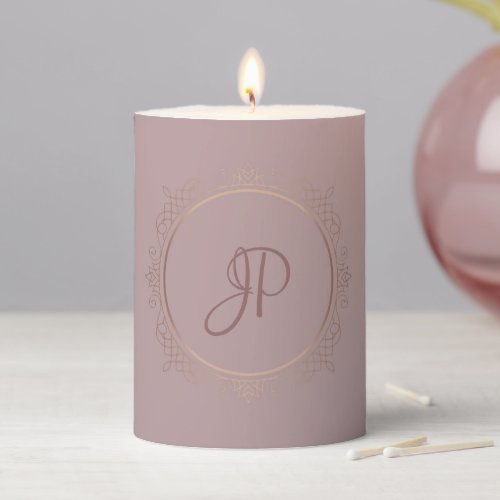 Monogram Elegant Rose Gold Custom Template Pillar Candle