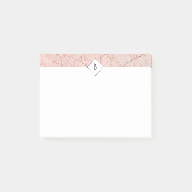 Monogram Elegant Rose Gold Marble Notes (Front)