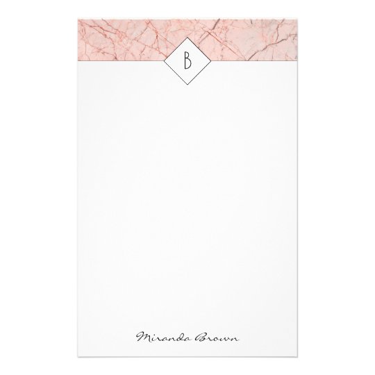 Monogram Elegant Rose Gold Marble Stationery | Zazzle.com