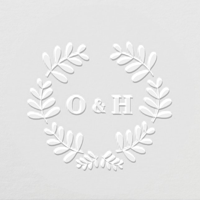 Monogram Elegant Rustic Greenery Wedding Embosser (Design)