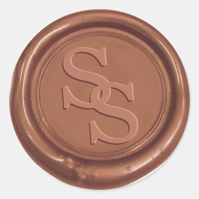 Monogram Elegant Script Copper Wax Seal Wedding (Front)