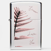 Monogram Elegant Script Love You Fern Branch