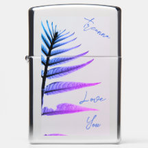 Monogram Elegant Script Love You Fern Branch