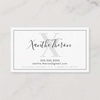 MONOGRAM elegant script modern minimal cool gray Business Card