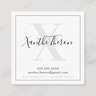 MONOGRAM elegant script modern minimal cool gray Square Business Card