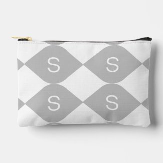 Monogram Elegant Silver Oblong Pattern Grey White
