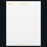 Monogram Elegant Simple Golden Yellow Letterhead<br><div class="desc">Elegant,  monogram letterhead in a golden yellow version,  ideally designed to match its business cards and labels available in my store. 
Easy to personalize! 
Feel free to contact me if you need any help to customize this or other articles in my collections.</div>