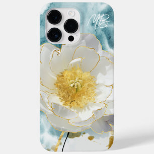 Monogram Elegant Simple White Flower Watercolor Case-Mate iPhone 14 Pro Max Case
