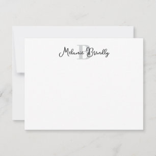 Monogram Elegant Stylish Script Flat Note Card