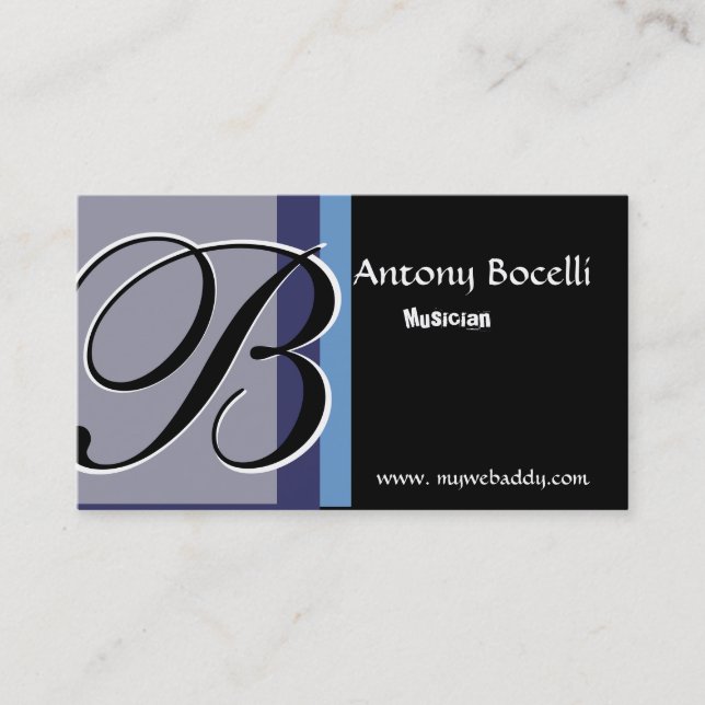Monogram Elegant Trendy Black and Gray Business Card (Front)