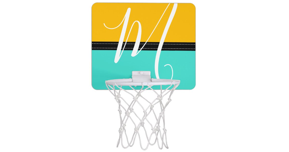 Monogram Elegant Turquoise Amber Solid Color Mini Basketball