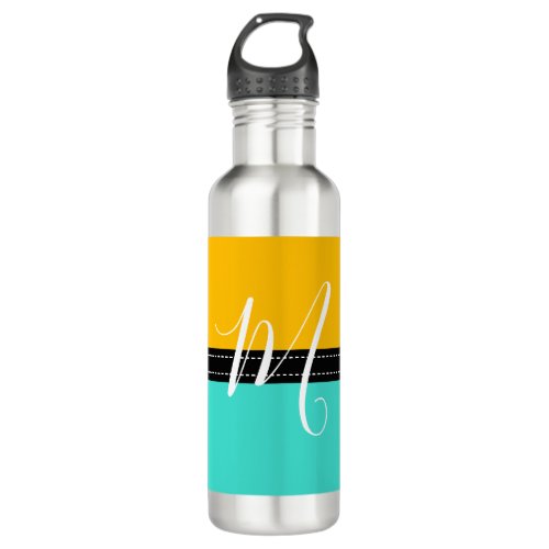 Monogram Elegant Turquoise  Amber Solid Color Stainless Steel Water Bottle