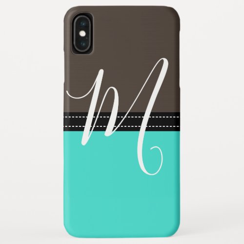 Monogram Elegant Turquoise  Taupe Solid Color iPhone XS Max Case