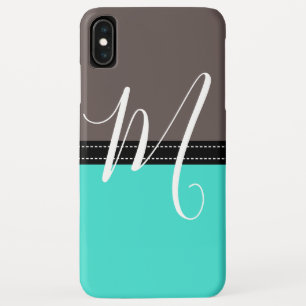 Monogram Elegant Turquoise & Wenge Solid Color iPhone XS Max Case