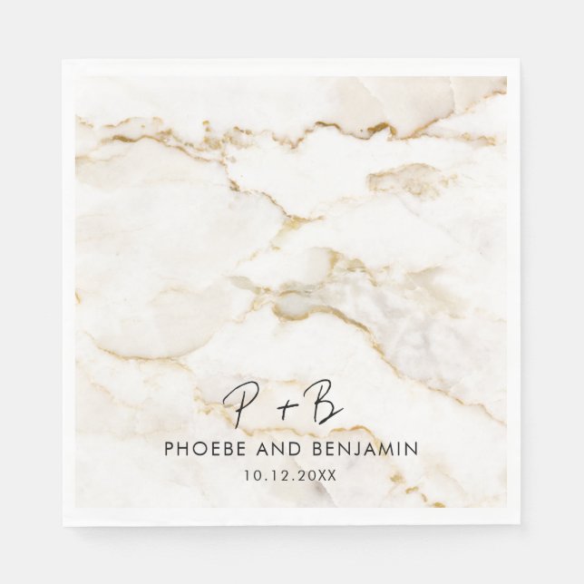 Monogram Elegant Typography Wedding Paper Napkins (Front)