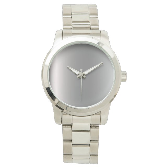 Monogram Elegant  Unisex Oversize Silver Bracelet Watch (Front)