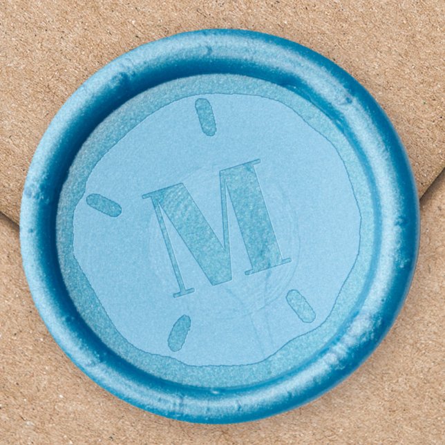 Monogram Elegant Wax Custom Beach Sand Dollar Wax Seal Stamp (Simple monogram beach sand dollar seashell wax stamp. Perfect for beach and coastal living. )
