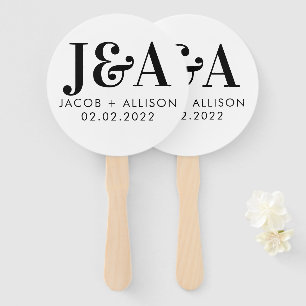 monogram elegant wedding favor bridal party hand fan