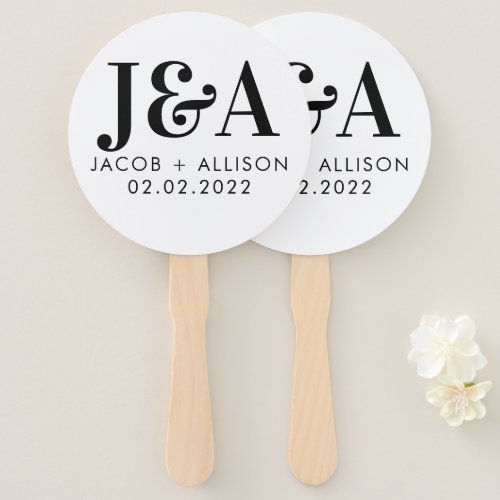 monogram elegant  wedding favor bridal party hand fan