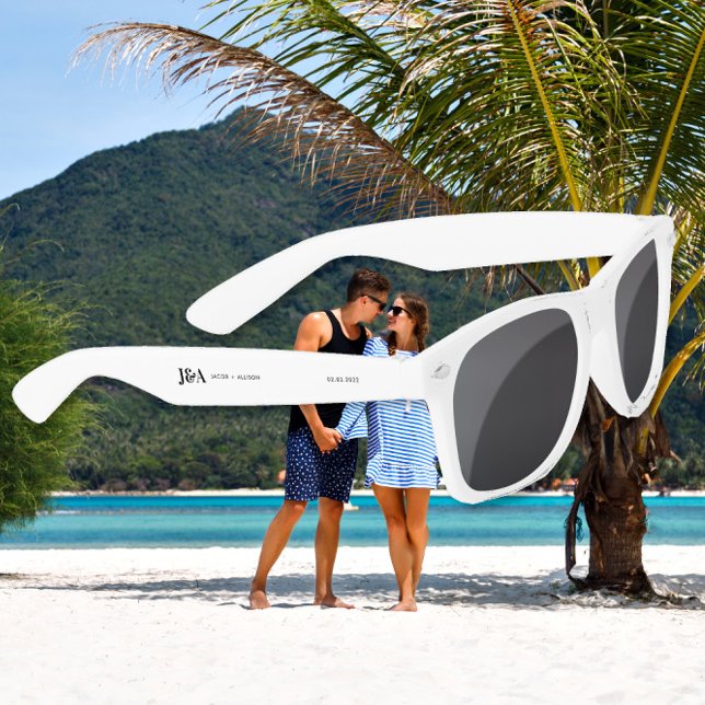 Monogram Elegant Wedding Favor Sunglasses | Person (Creator Uploaded)