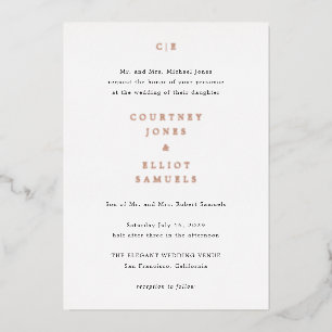 Monogram Elegant Wedding Foil Invitation