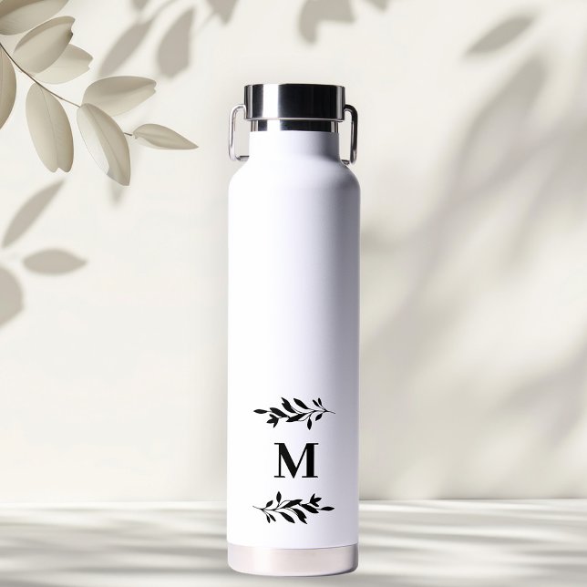 Monogram Elegant Wedding White Water Bottle Gift (Stylishly Personalize with Your Custom Monogram Initial.)