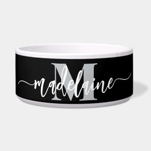 Monogram Elegant White Black Personal Bowl