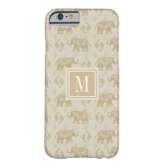 Monogram | Elephant Khaki Caravan Pattern Case-Mate iPhone Case (Back)