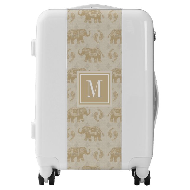 Monogram | Elephant Khaki Caravan Pattern Luggage (Front)