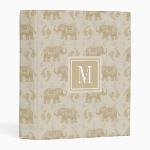Monogram Elephant Khaki Caravan Pattern Mini Binder