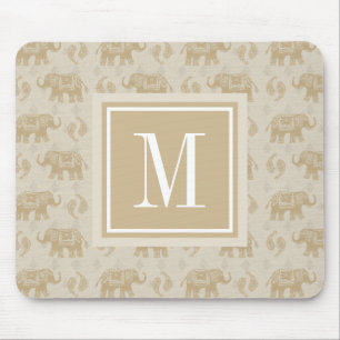 Monogram Elephant Khaki Caravan Pattern Mouse Pad