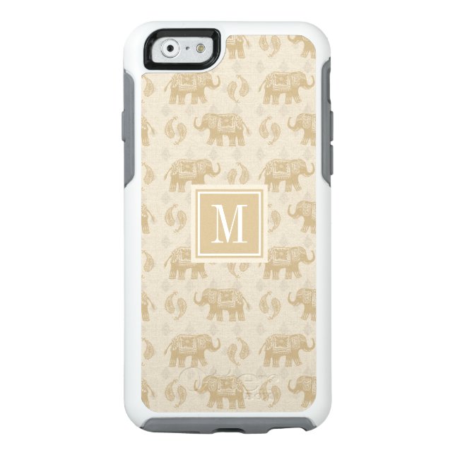 Monogram | Elephant Khaki Caravan Pattern Otterbox iPhone Case (Back)