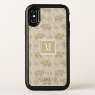 Monogram   Elephant Khaki Caravan Pattern OtterBox Symmetry iPhone X Case